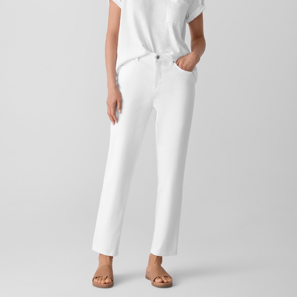 EEUC Eileen Fisher Garment Dyed Organic Cotton Denim Slim Jeans White XS